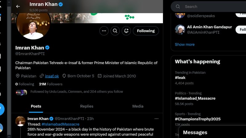 عمران خان کے آفیشل ایکس اکاؤنٹ سے کارکنان کی ہلاکت کی ویڈیوز ڈیلیٹ