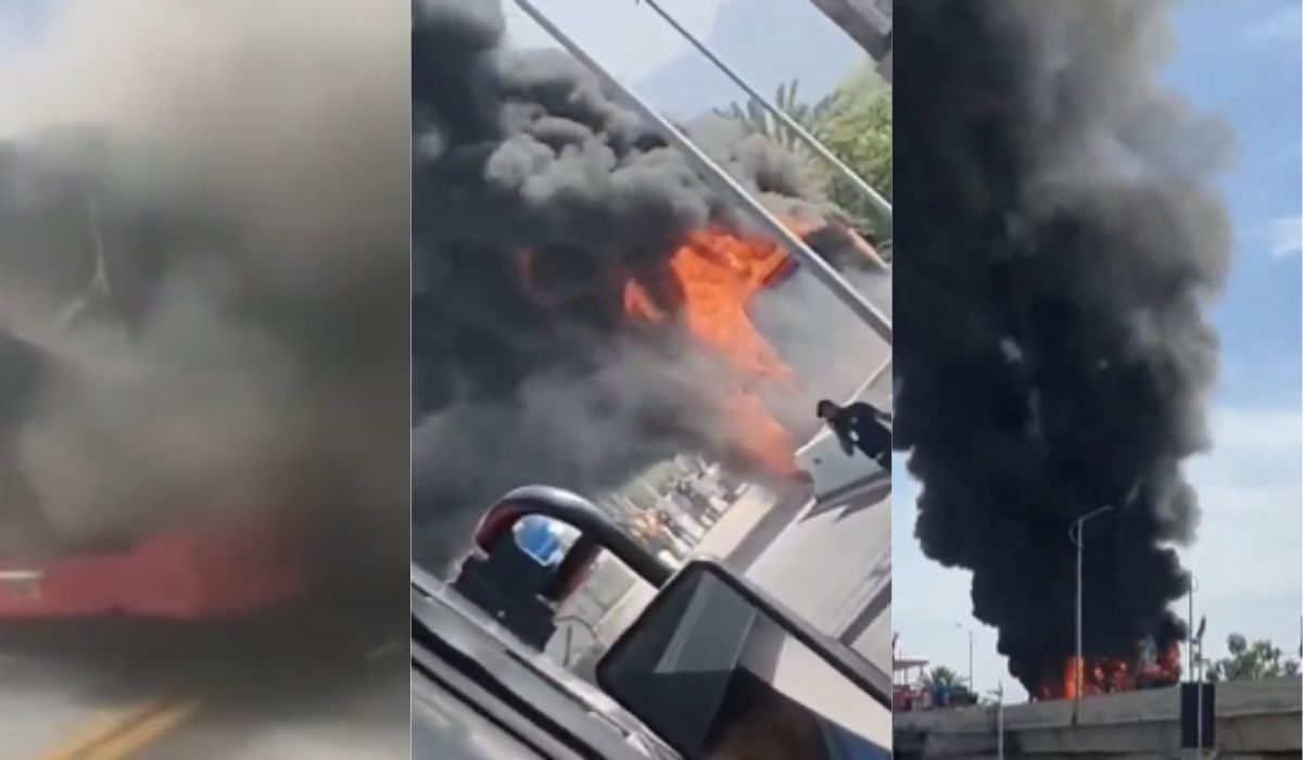 سکستھ روڈ پر میٹرو بس میں خوفناک آگ