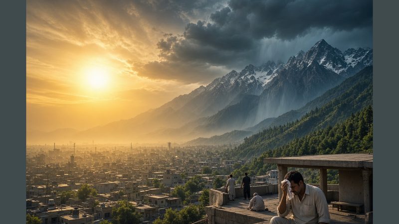 پاکستان کا موسم دکھاتا نقشہ، دھوپ اور بادلوں کے ساتھ شمالی پہاڑی علاقوں میں ممکنہ بارش