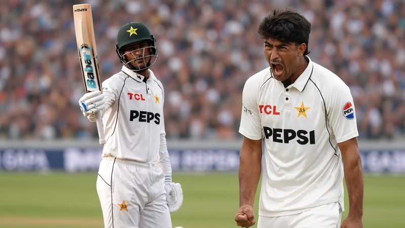 رضا اللّٰہ پاکستان ٹیسٹ ڈیبیو میچ میں ایڈجبسٹن کے میدان میں بلے بازی کرتے ہوئے