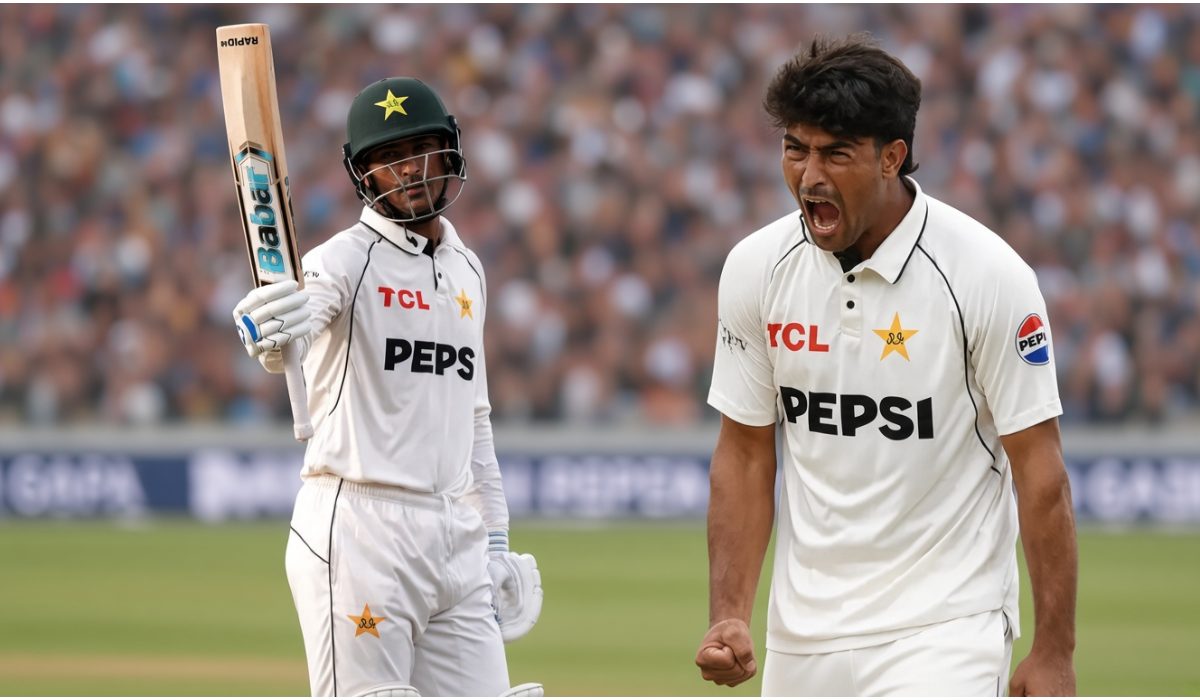 رضا اللّٰہ پاکستان ٹیسٹ ڈیبیو میچ میں ایڈجبسٹن کے میدان میں بلے بازی کرتے ہوئے