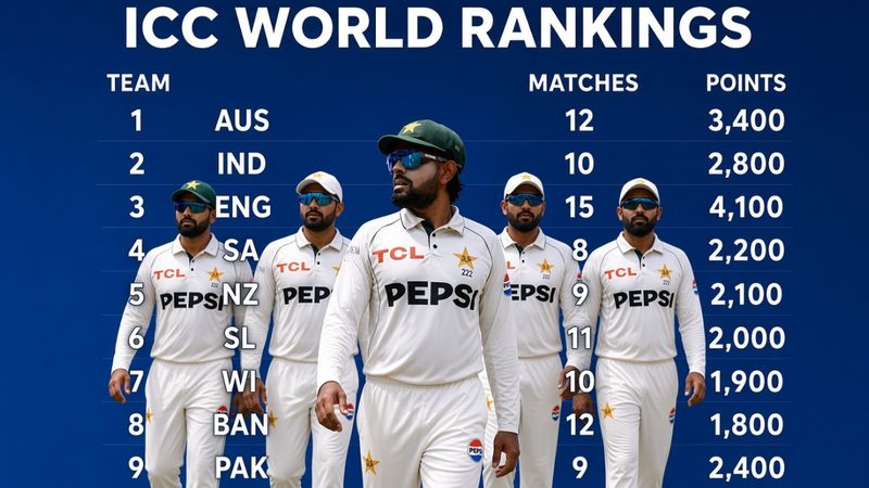 پاکستان ٹیسٹ کرکٹ رینکنگ میں تنزلی کے بعد قومی ٹیم کے کھلاڑی میدان میں