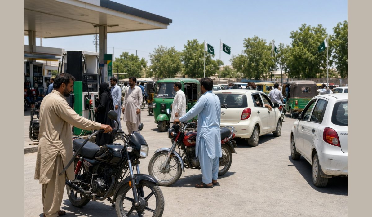 پاکستان میں پیٹرول پمپ پر گاڑی میں فیول بھروایا جا رہا ہے، فیول ریلیف اسکیم کے تحت صارفین کو ریلیف ملے گا