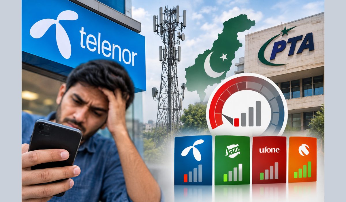 پی ٹی اے کے کوالٹی آف سروس سروے میں ٹیلی نار کی نیٹ ورک ناکامیوں کو ظاہر کرتا ہوا چارٹ جس میں جاز، یوفون اور زونگ سے موازنہ کیا گیا ہے