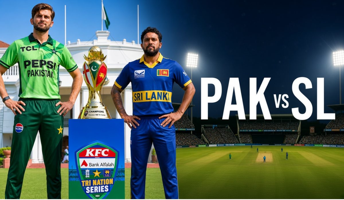 پاکستان اور سری لنکا کی کرکٹ ٹیمیں لاہور کے قذافی اسٹیڈیم میں ون ڈے سہ ملکی سیریز کے فائنل میں مدمقابل