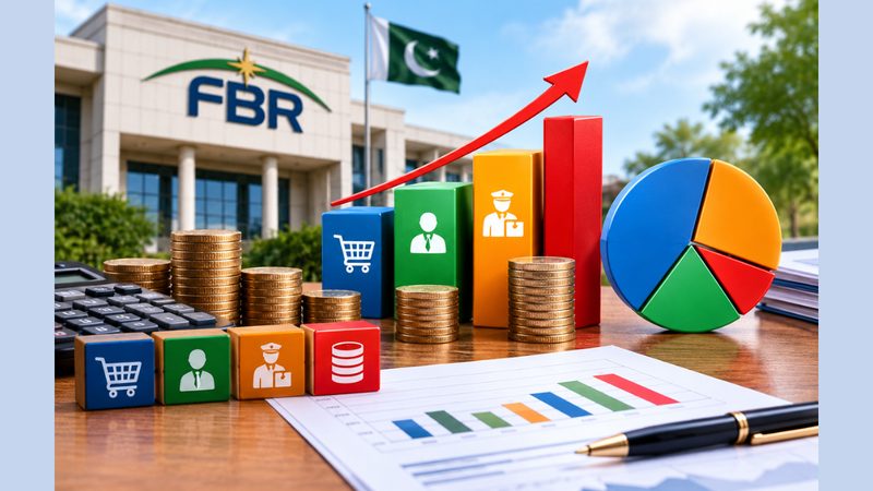 ایف بی آر ٹیکس وصولی کے اعداد و شمار، جن میں پہلی سہ ماہی کی وصولی اور سیلز ٹیکس، انکم ٹیکس اور کسٹمز ڈیوٹی کا موازنہ دکھایا گیا ہے