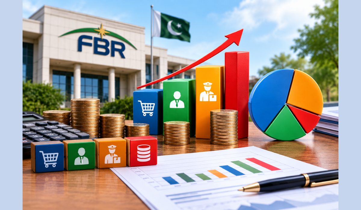 ایف بی آر ٹیکس وصولی کے اعداد و شمار، جن میں پہلی سہ ماہی کی وصولی اور سیلز ٹیکس، انکم ٹیکس اور کسٹمز ڈیوٹی کا موازنہ دکھایا گیا ہے